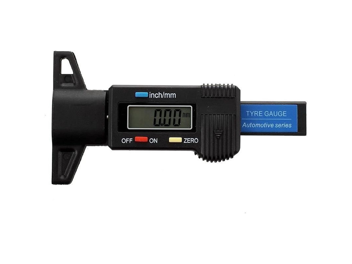 Calibre Digital de Profundidade, LCD, para Medir Pisos de Pneus, Motocicletas, Caminhões, 0 a 25.4mm