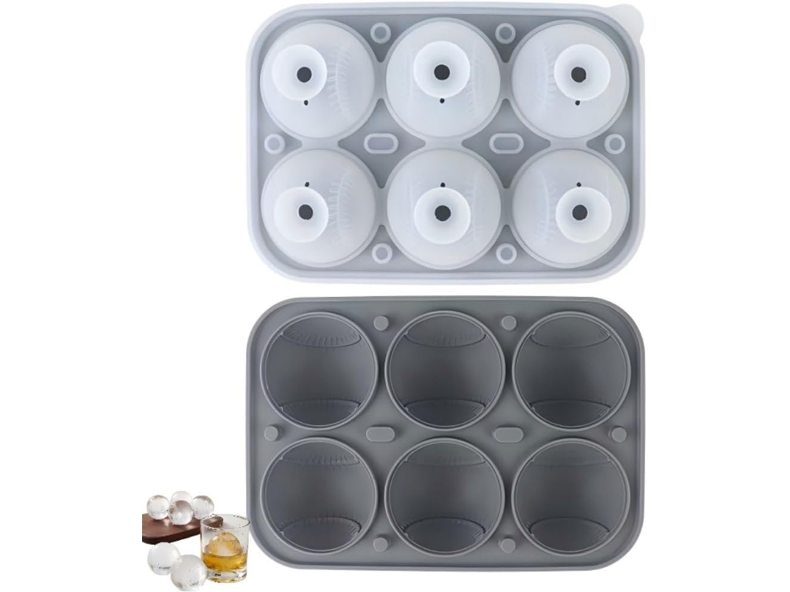 Forma De Gelo Esférica Em Forma De Bola De Basebol Ideal Para Cocktails, Bourbon, Conhaque E Whisky. Cinza Hexinyigjly