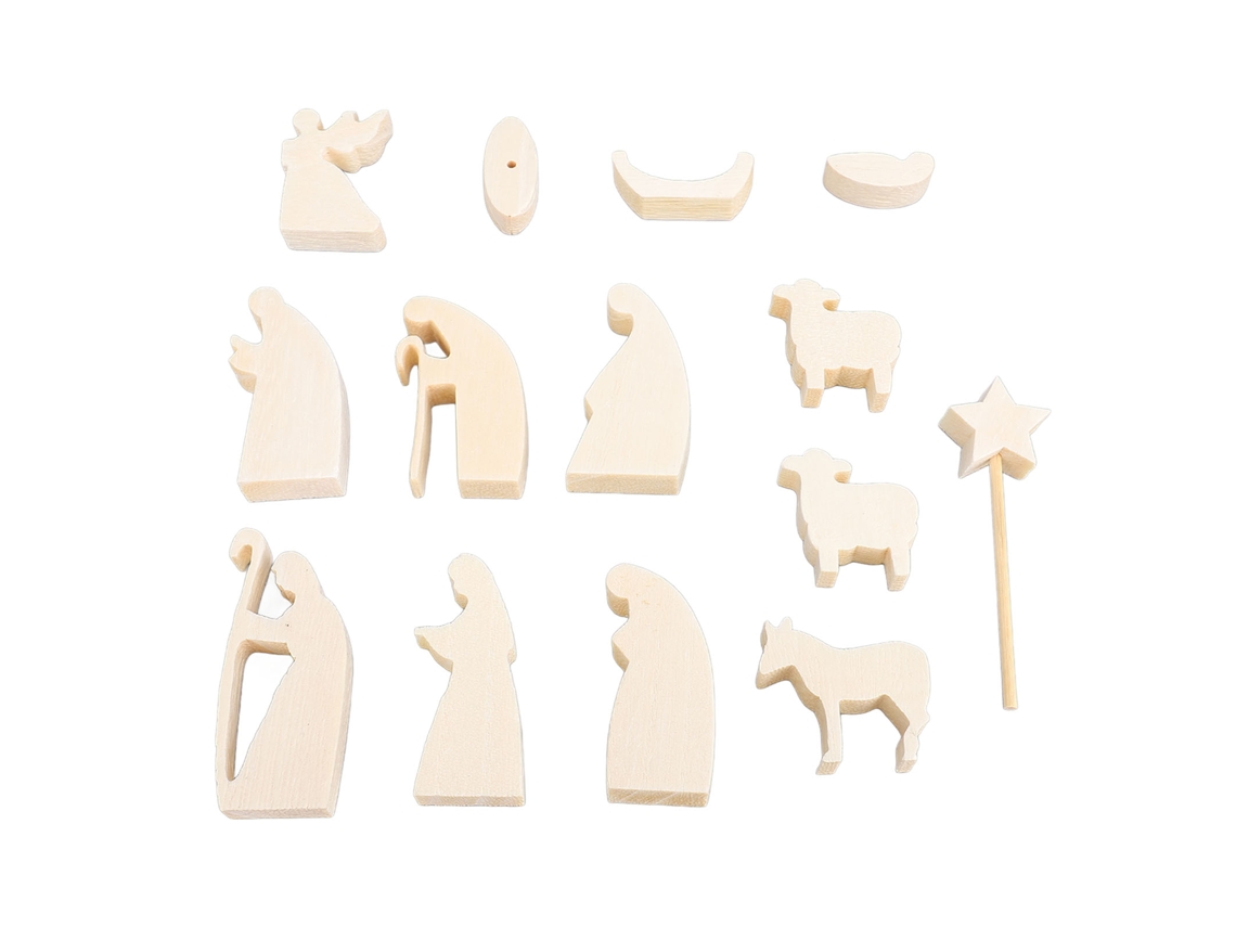 Conjunto de Natividade com Figuras de Madeira LAXISCREED