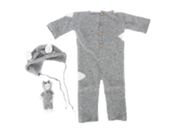 Traje De Tejido Suave Para Fotografía De Bebé Com Boné E Brinquedo, Conjunto De Acessórios Para Recém-nascidos, Cor Cinza