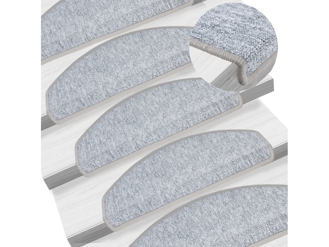 Vidaxl Tapetes De Escada 10 Peças 65x24x4 Cm Cinza Claro Semicircular Grande