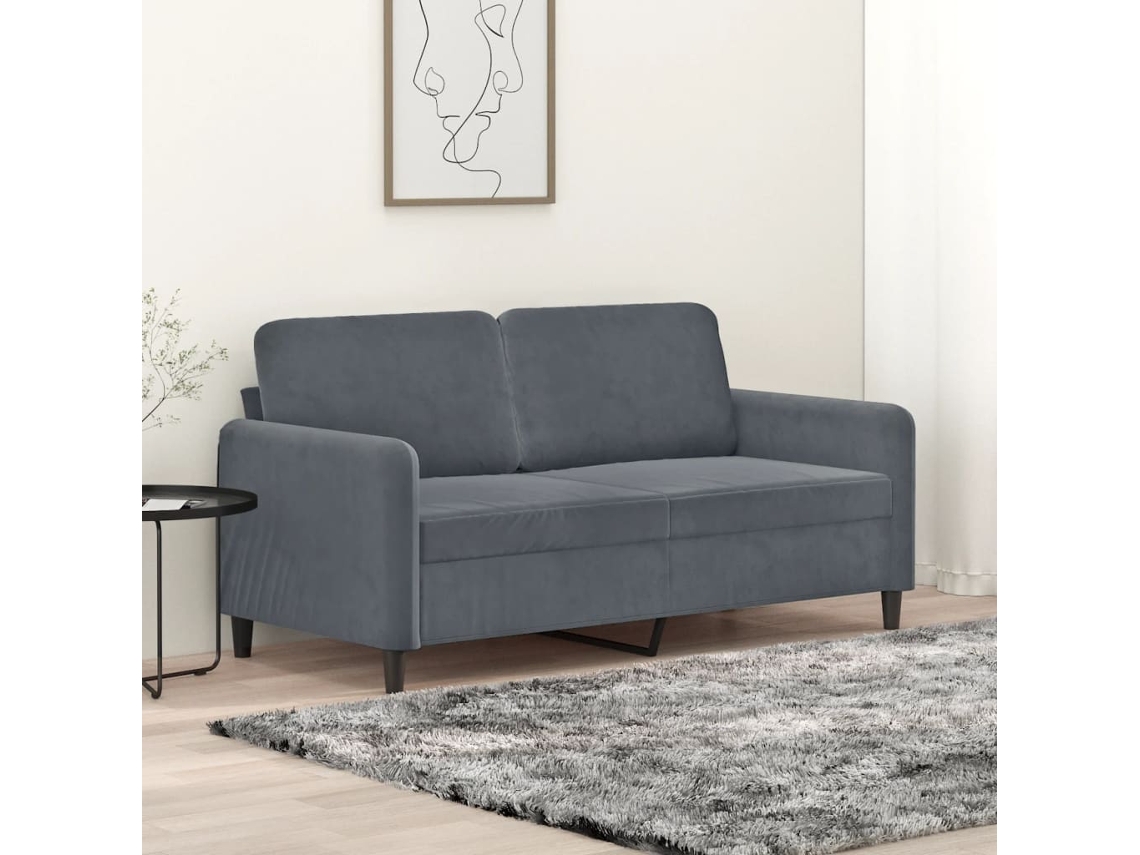 Vidaxl Sofá De 2 Lugares 140 Cm Veludo Cinza-escuro