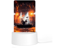Luminária noturna de acrílico com base, design inspirado em shows de rock, ideal para computador ou como luz noturna.