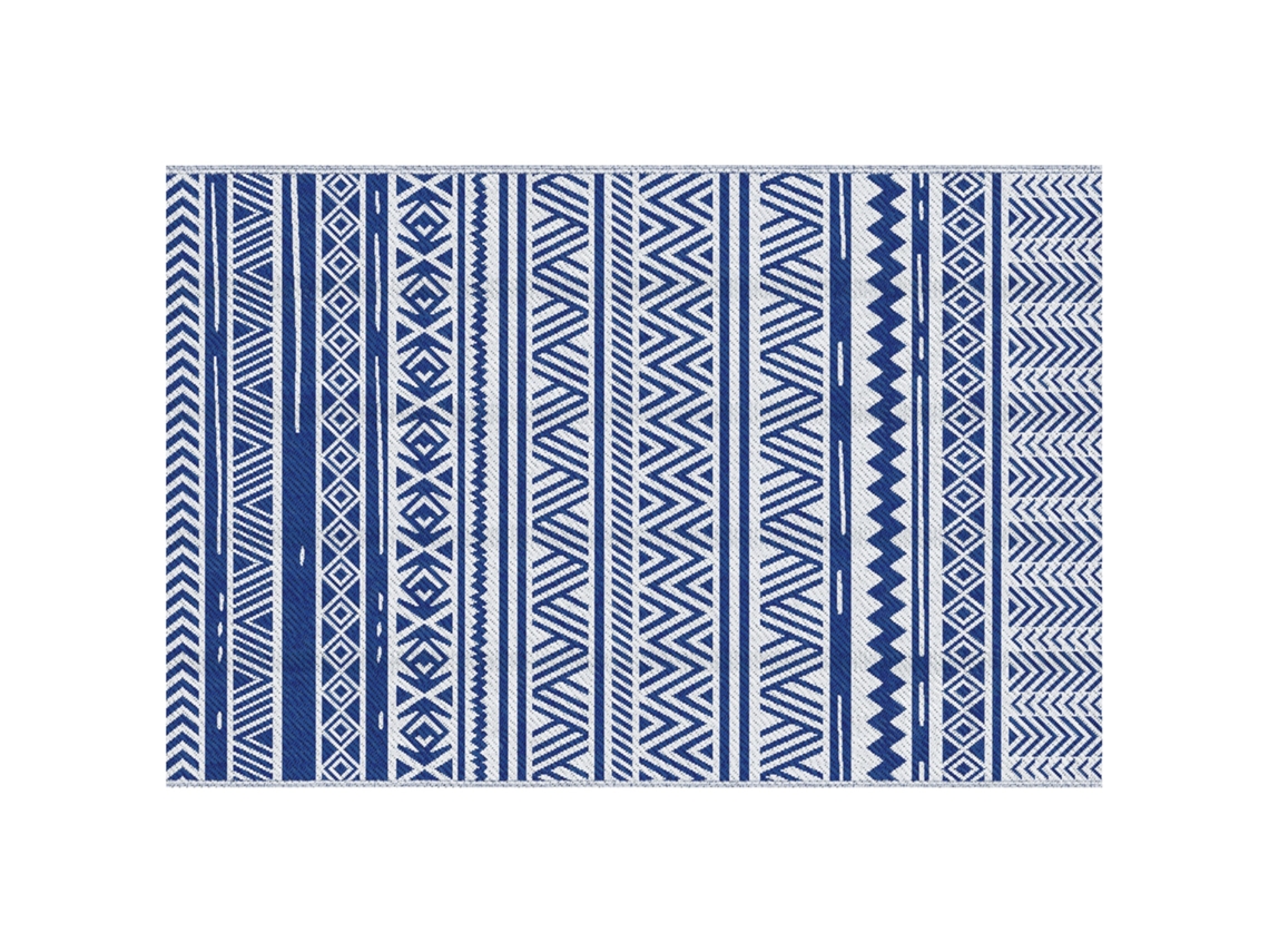 Tapete para Externo 182x274 Cm Dobrável e Reversível em Polipropileno Azul e Branco BTFORUS