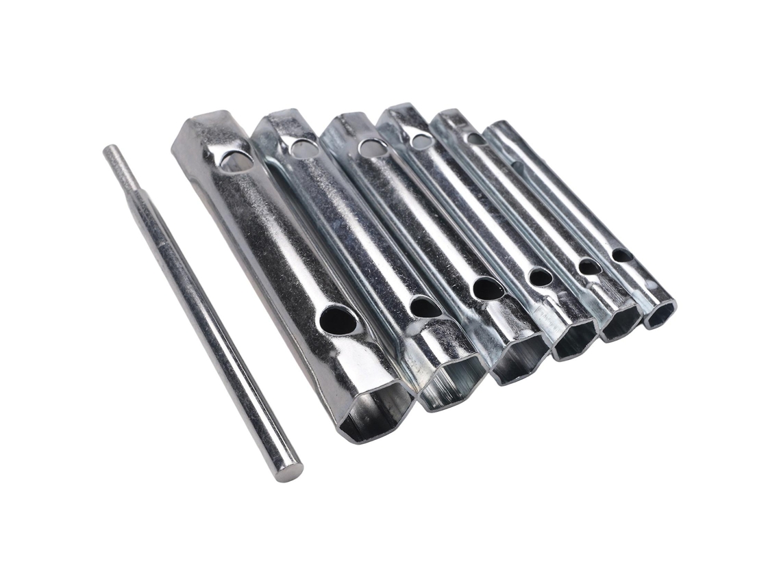 Jogo de Chaves de Tubo Métrico 8 19mm, Doble Extremo, Aço Cromo Vanádio, para Automotivo, Plomeria, Manutenção, Prata S/MARCA
