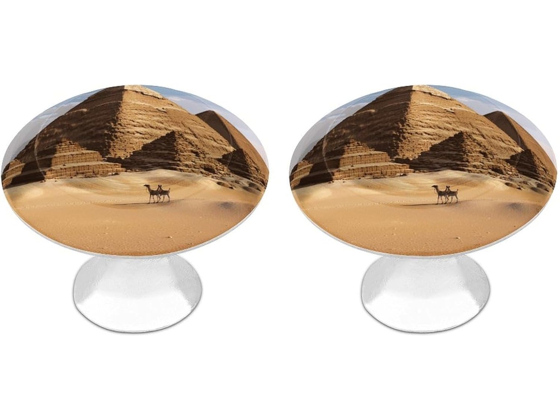 Conjunto De 2 Puxadores Gaveta Em Aço Inoxidável, 28mm, Estilo Pirâmide Egípcia Antiga, Puxadores Redondos Modernos Para