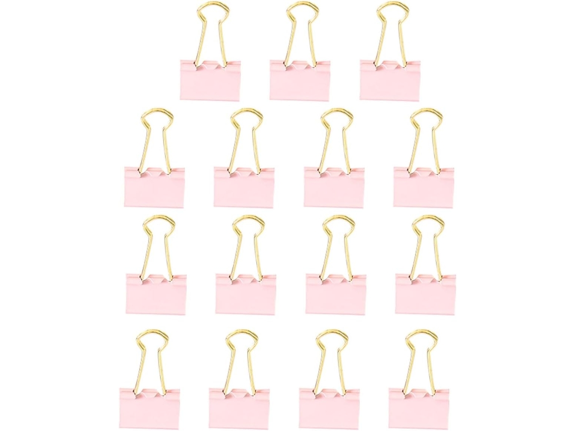 Conjunto de 15 prendedores de massa de metal rosa, prendedores simples para livros, materiais de escritório e organizadores Legais.