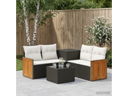 Vidaxl Conjunto De Sofás 6 Unid. Preto E Branco Creme
