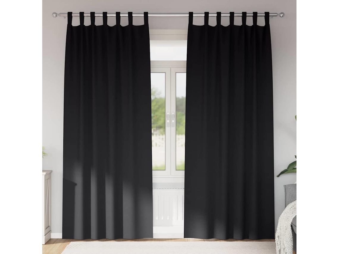 Vidaxl Cortinas Blackout Com Argolas 2 Unid. Preto 245 X 140 Cm