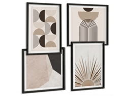 Pinturas Murais Modernas Padrões Abstratos Em Bege E Cinza Moldura Preta Imagens Para Um Quarto Infantil Espelharte (conjunto De 4 Imagens)