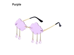 2026-óculos De Sol Sem Moldura Retro Moda Em Forma De Nuvem Com Tassel Diamante Uv400 Unissex Vintage Steampunk A-roxo