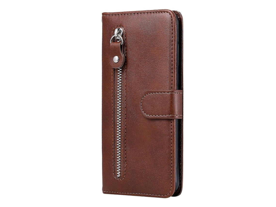 Capa Para Motorola Moto G9 Plus Com Bolso E Zíper, Tipo Carteira, Com Fecho Magnético, Compartimentos Para Cartões, Em Tpu Macio, Couro Pu Premium, Ca