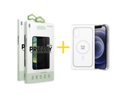 Pack 2 x Película de Vidro Temperado Anti-Spy + Capa GANDY Apple iPhone 16 Compatível com Magsafe Magnetic Transparente Clear