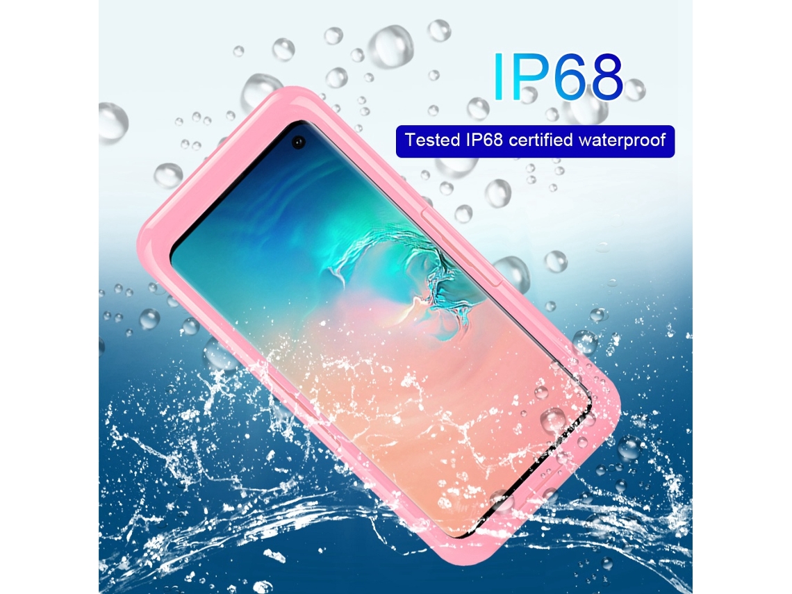 Capa de telefone à prova d'água para Samsung Galaxy S10 Rosa, IP68, 1,5m de queda
