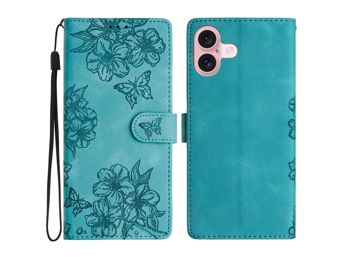 Capa Em Couro Pu Com Suporte Para Apple Iphone 16 Plus - Verde