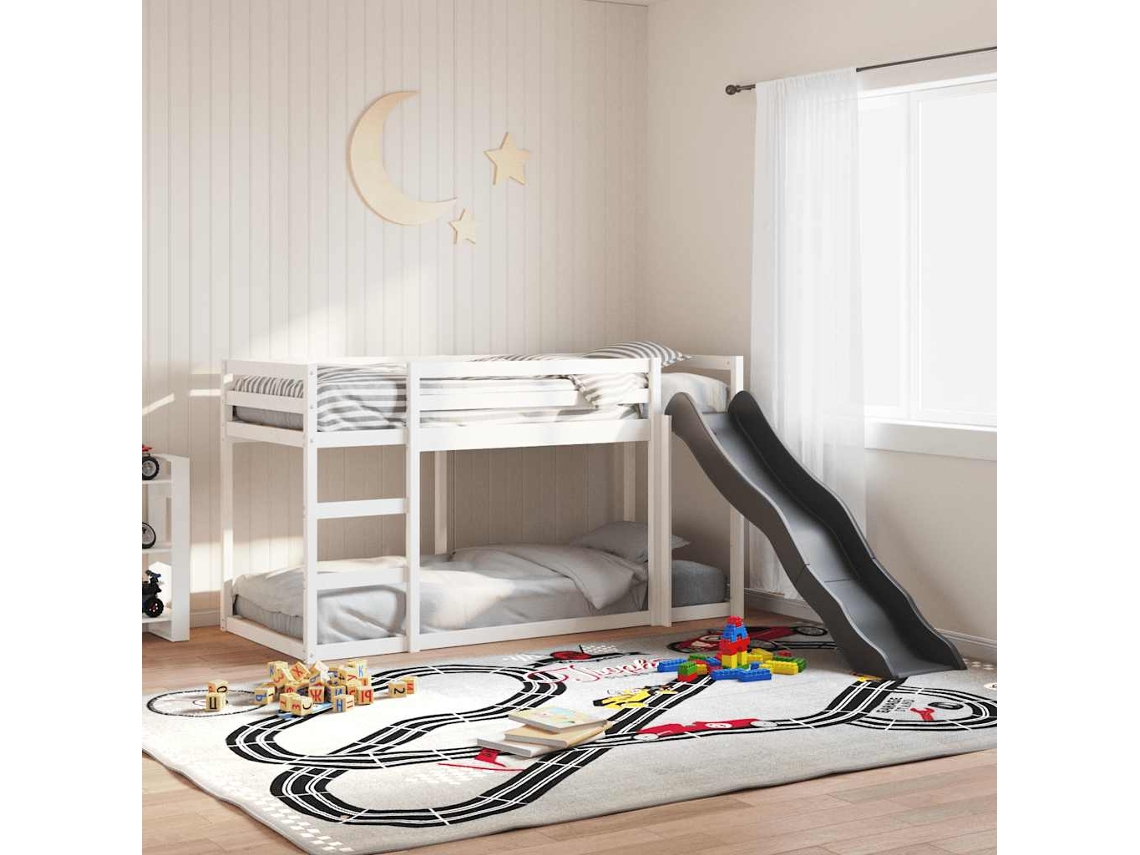Vidaxl Beliche Com Escorrega E Escada 90x200 Cm Pinho Maciço Branco