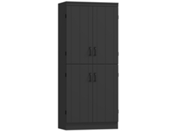 Aparador Alto De Cozinha. Armário De Cozinha Com 4 Portas, 6 Prateleiras E Prateleiras Ajustáveis. 76 X 40 X 176,7 Cm. Preto.
