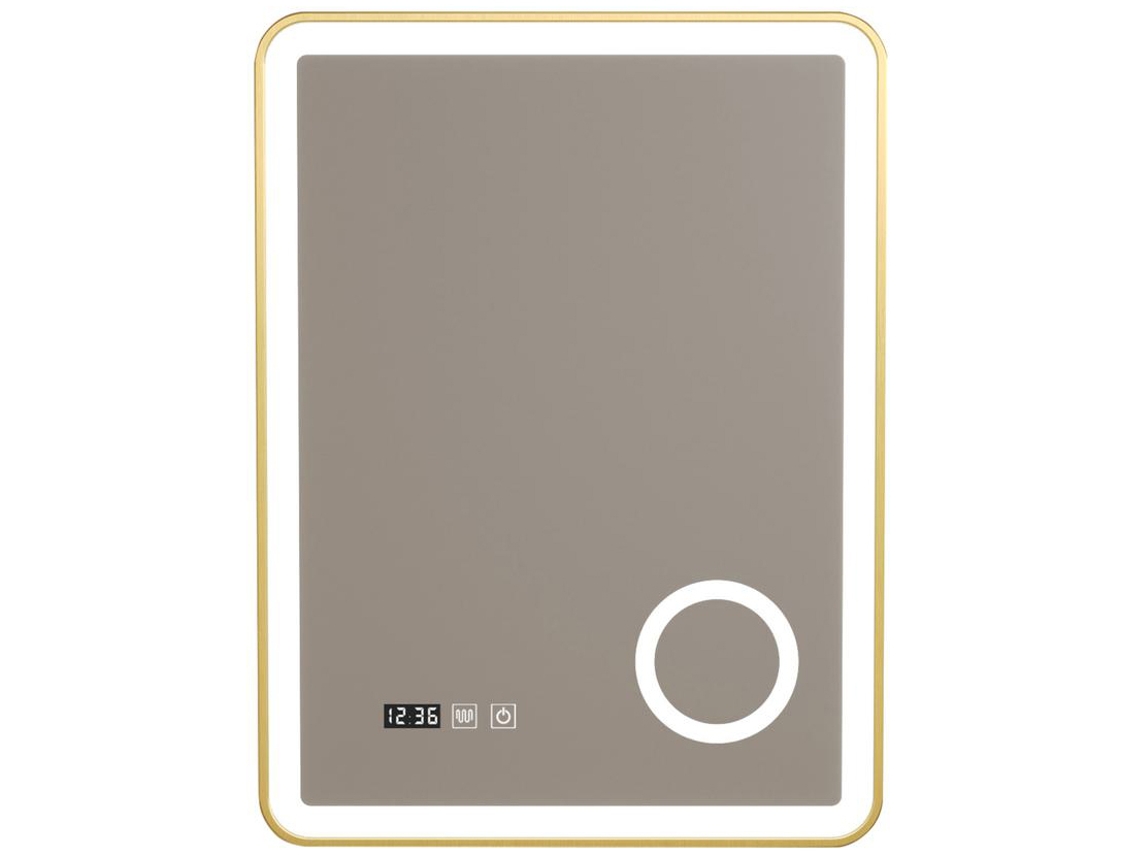 Espelho LED de parede Pescara para casa de banho IP65 com anti-embaciamento e lupa alumínio 80 x 60 x 4 cm Dourado PRO.TEC