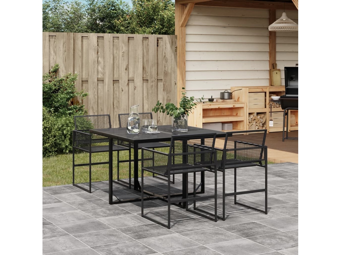 Pcs Conjunto De Jantar P/ Jardim Vime Pe Preto Dkd Home Decor
