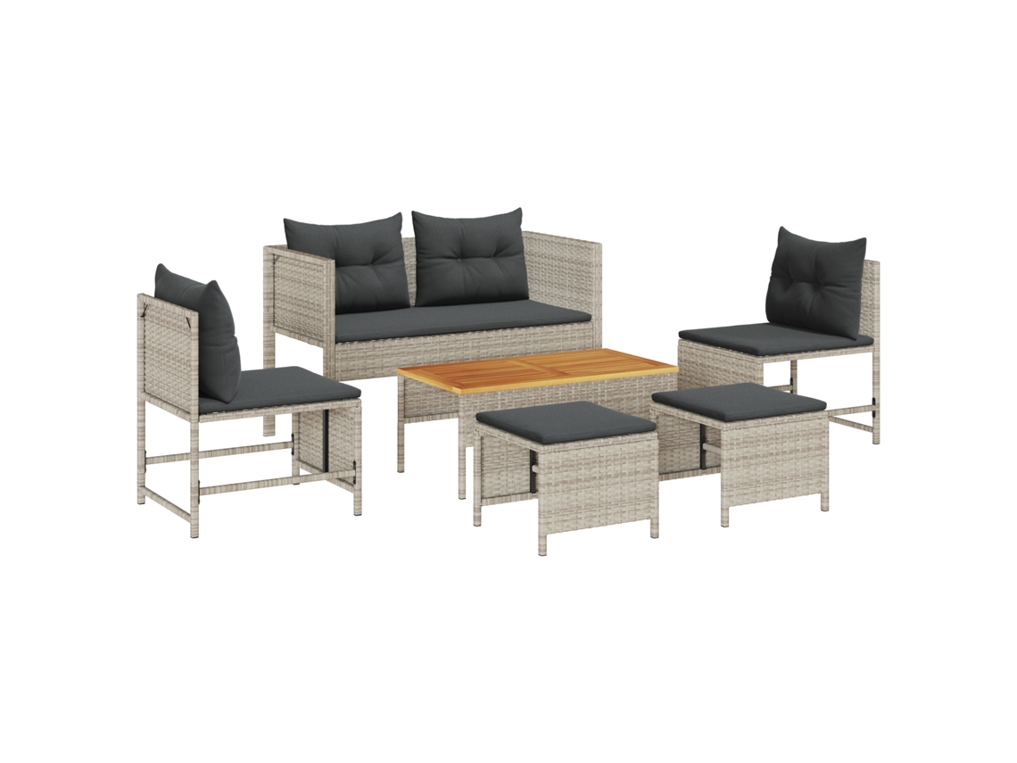 Conjunto 6 Móveis De Jardim Vidaxl Cinzento-claro Vime Pe (84 X 45 X 35 Cm)