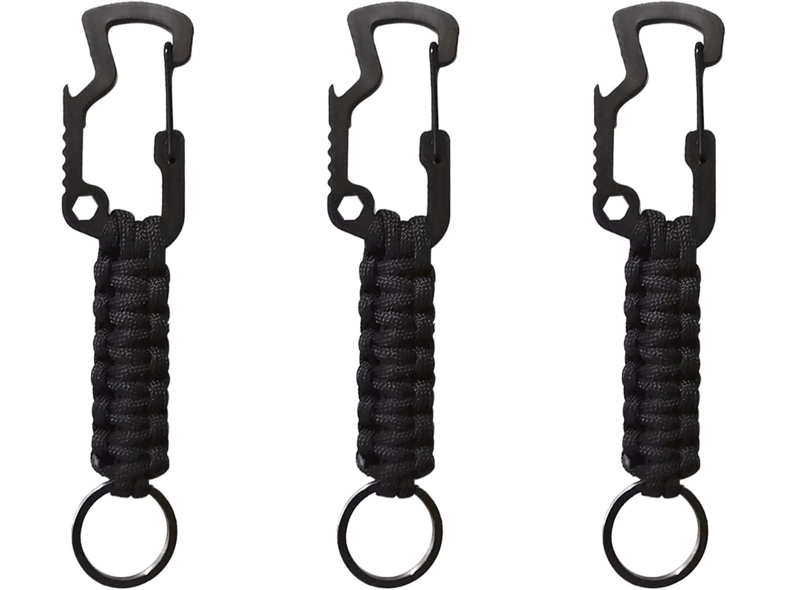 Conjunto De 3 Chaveiros Com Mosquetões Trançados Para Cordão, Resistentes