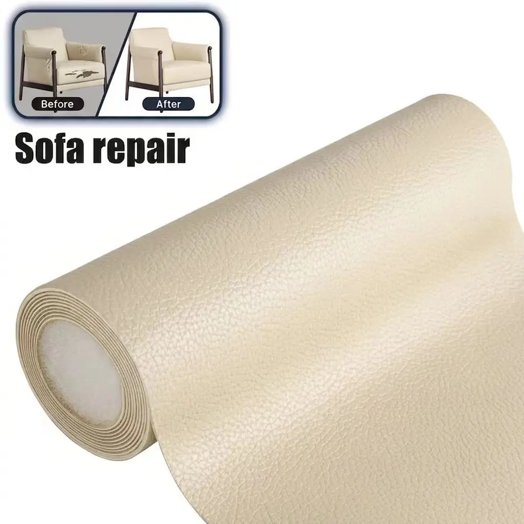 Adesivos De Reparo Em Couro Pu (branco-sujo, 45x300cm), Ideais Para Reforma De Móveis Domésticos Do Tipo "faça Você Mesmo".