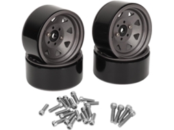 Conjunto de 4 Rodas Rc de 1,9 polegadas Encaixe Universal, Montagem Sólida, 8 Raios para Scx10 Ii Iii SFUSHOS (titânio)