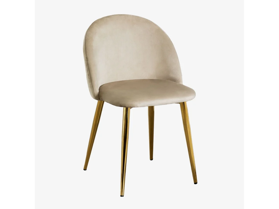 Sklum Pack De 4 Cadeiras De Jantar Estofadas Em Veludo Kana Poliéster    Dourado                  Castanho Trigo