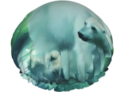 Touca De Banho Com Estampa Urso Polar E Aurora Boreal, Reutilizável, Dupla Camada, Item Essencial Para Viagens, Ideal
