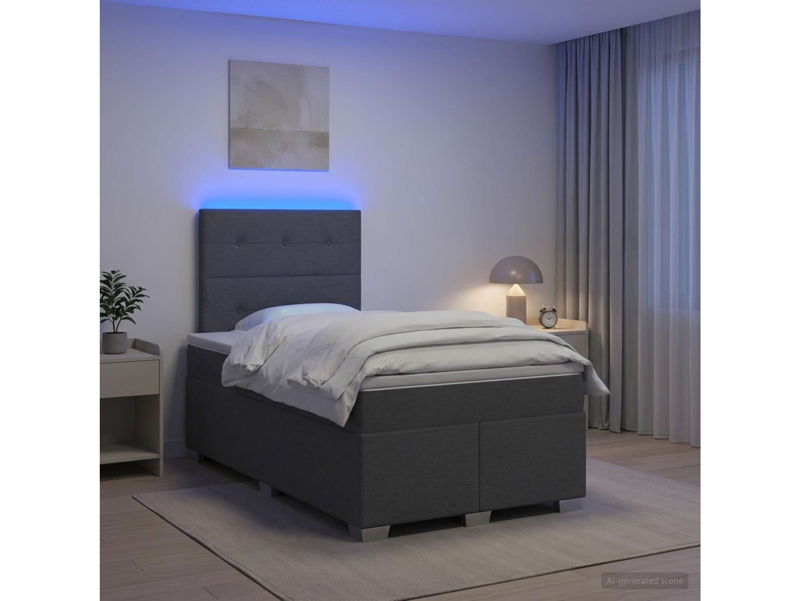 Vidaxl Cama Box Spring Com Colchão Cinzento-escuro 120 X 190 Cm Tecido