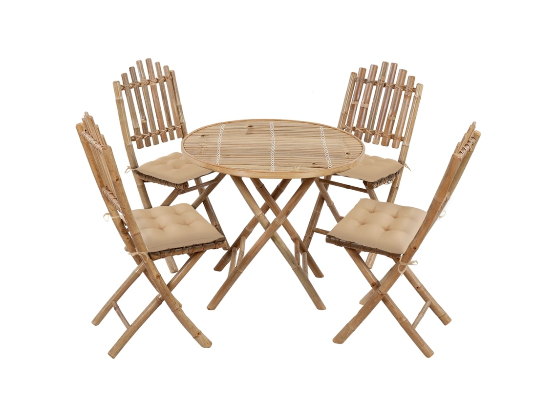 Outdoor Dining Set, Outdoor Dining Sets Vidaxl Bege Bambu (40 X 40 X 7 Cm)