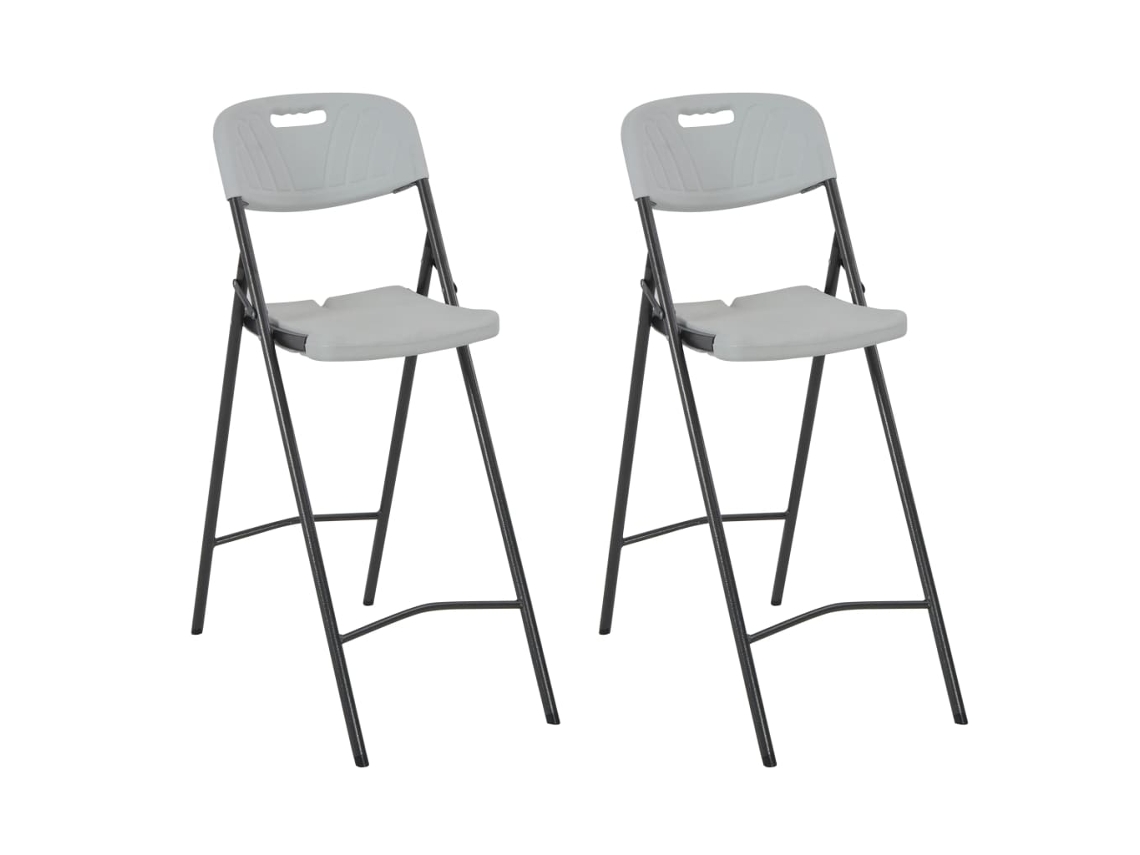 Cadeiras De Bar Dobráveis 2 Pcs Pead E Aço Branco Dkd Home Decor