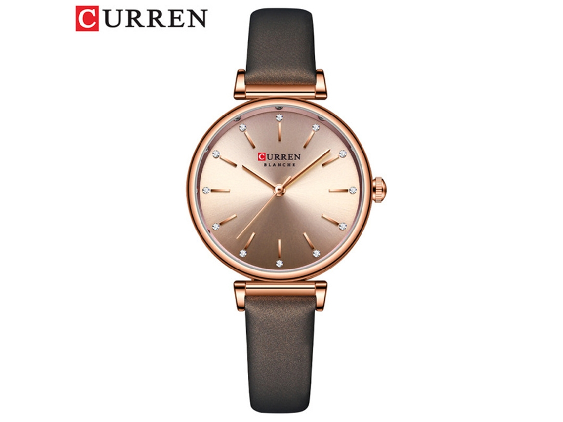 Relógio Feminino (cinza) Da Moda, Em Couro Genuíno, Simples E Elegante.
