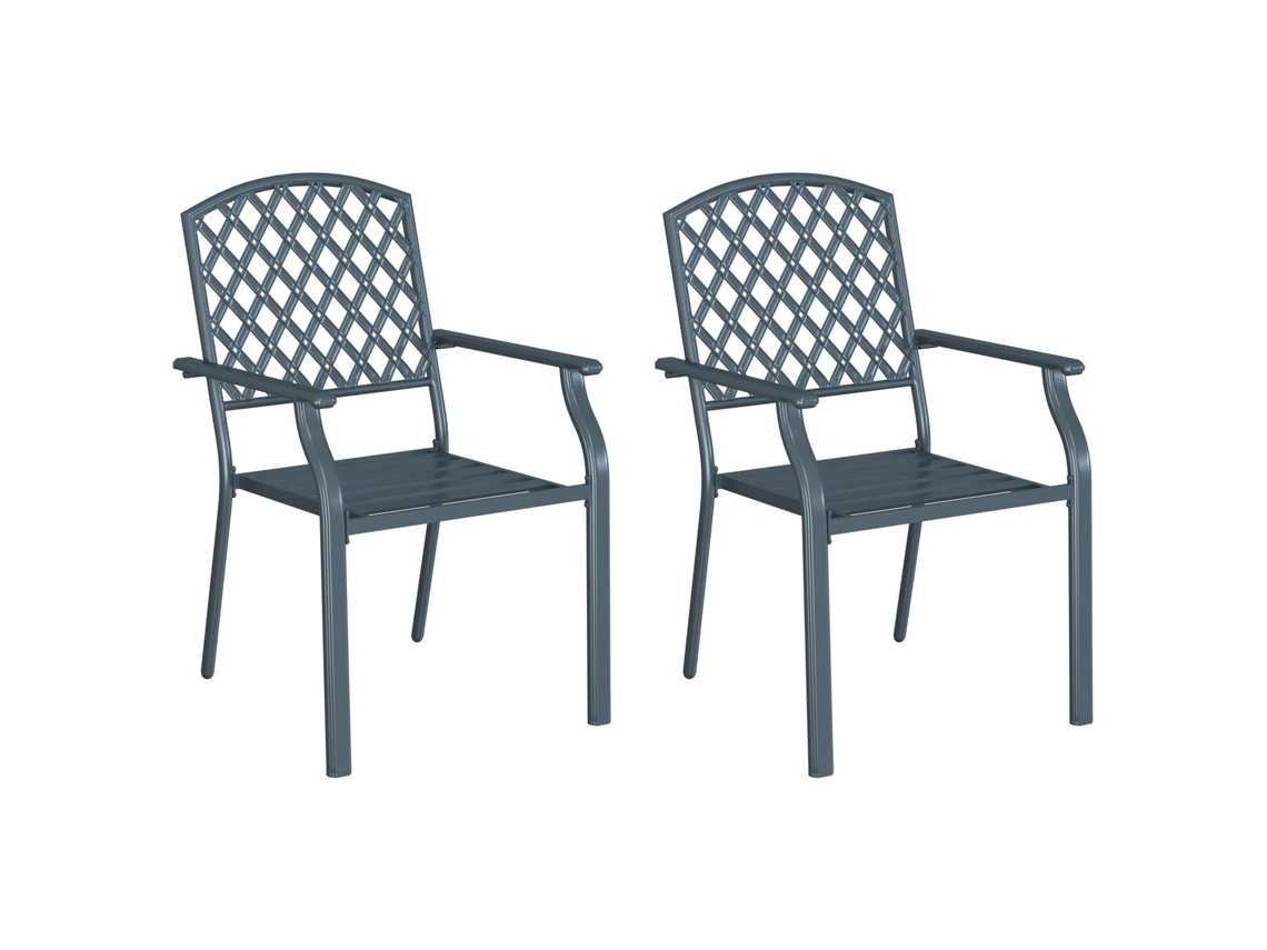 Conjunto 2 Cadeira De Jardim Vidaxl Antracite Aço (56 X 65 X 89 Cm)
