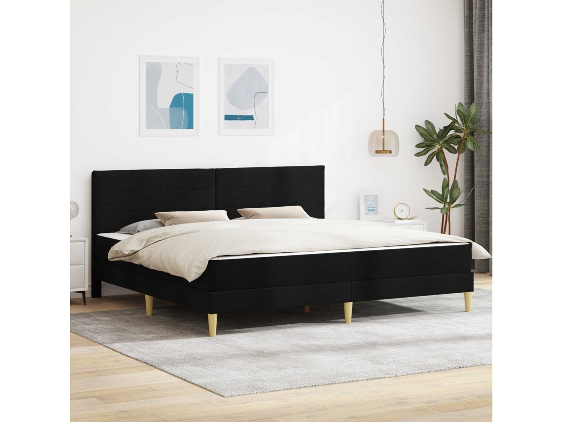 Vidaxl Estrutura De Cama Com Colchão Preto 180 X 200 Cm Tecido