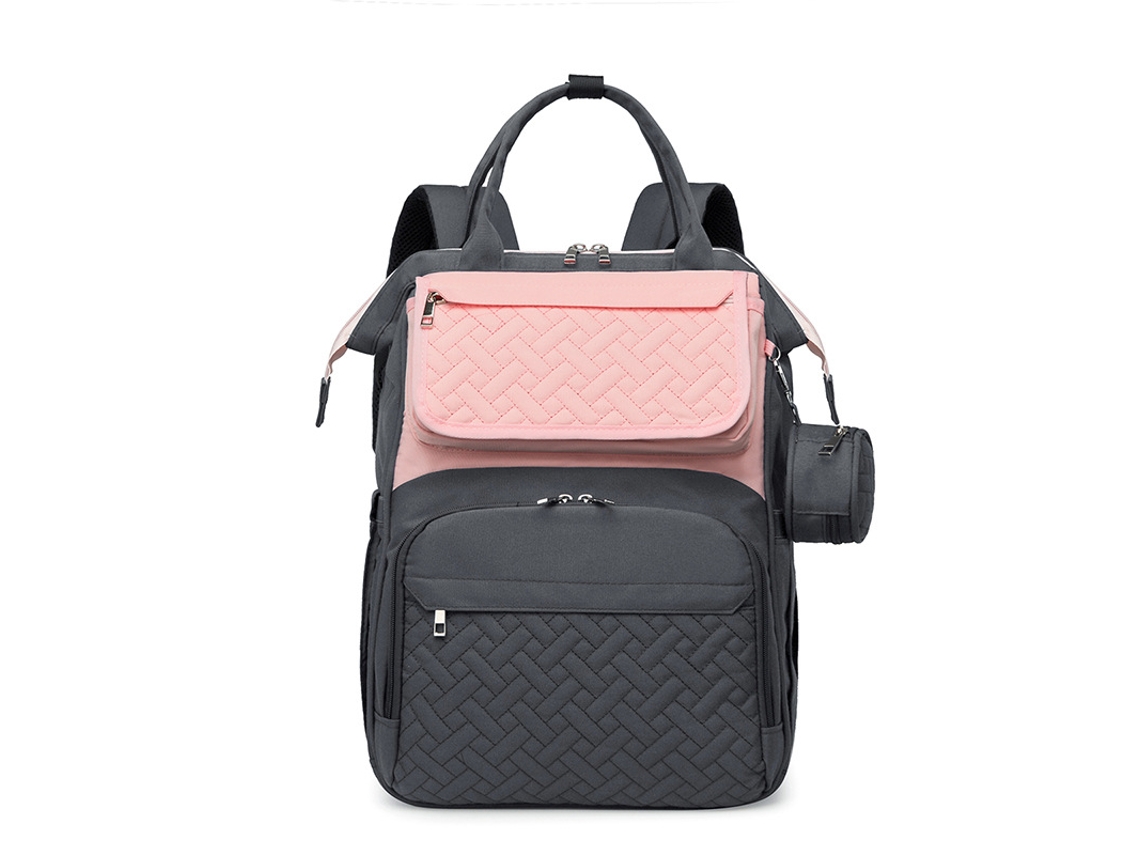 Mochila De Maternidade Hibbent 45x16x32cm (cinza E Rosa)