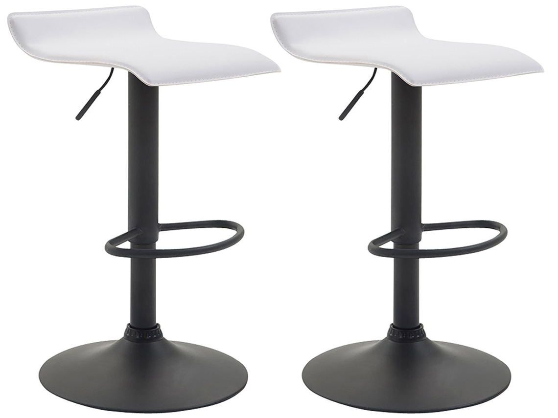 Conjunto de 2 bancos de bar em imitação de pele Dyn V2 branco/preto CLP