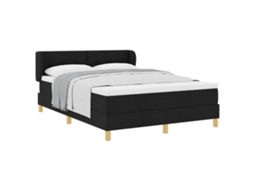 Cama Box com Cabeceira Preto 140 X 200 Cm Tecido MAISON EXCLUSIVE