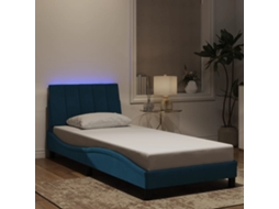 Estrutura De Cama C/ Luzes Led 90x200 Cm Veludo Azul