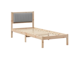 Estrutura de Cama com Cabeceira Estofada em Cinzento Claro MAISON EXCLUSIVE