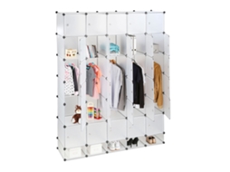 Sistema de arrumação de roupa modular XXL com 25 compartimentos e 5 varões