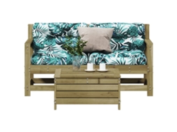 Vidaxl 3 Pcs Conjunto Lounge De Jardim C/ Almofadões Pinho Impregnado
