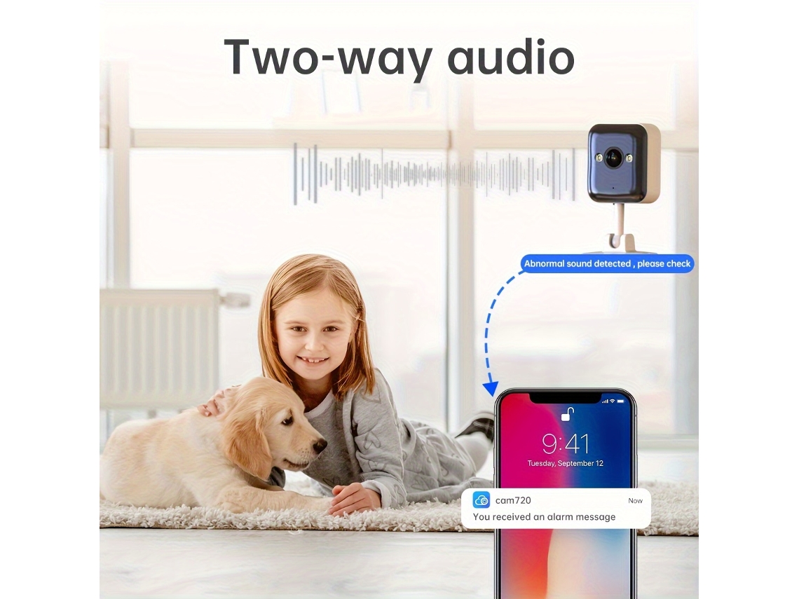 Câmara Wifi com Áudio Bidirecional - Visão Noturna a Cores, Detecção de Movimento, Comunicação Bidirecional, Resolução Hd 1080p, Ideal para STELASPLEN