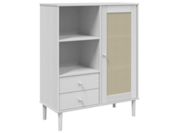 Conjunto 1 Aparador Alto Vidaxl Branco Madeira De Pinho Maciça (90 X 40 X 112 Cm)