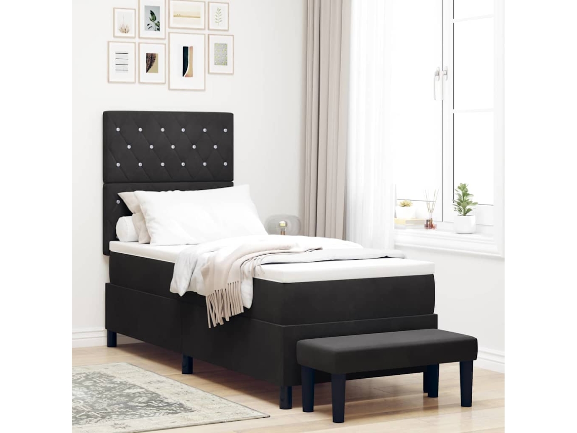 Vidaxl Cama Box Com Cabeceira Preto 200 X 80 Cm Veludo