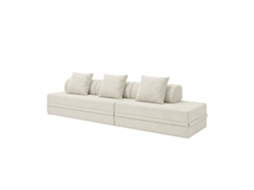 Sofá Modular 3+2 Lugares Convertível Veludo Regular Bege SKOFFA