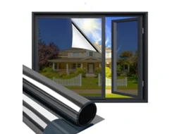 Película Autocolante Para Janelas - Película Vidro - Efeito Espelho - Proteção Uv - Casa E Escritório - 50x200 Cm - Preto E Prata