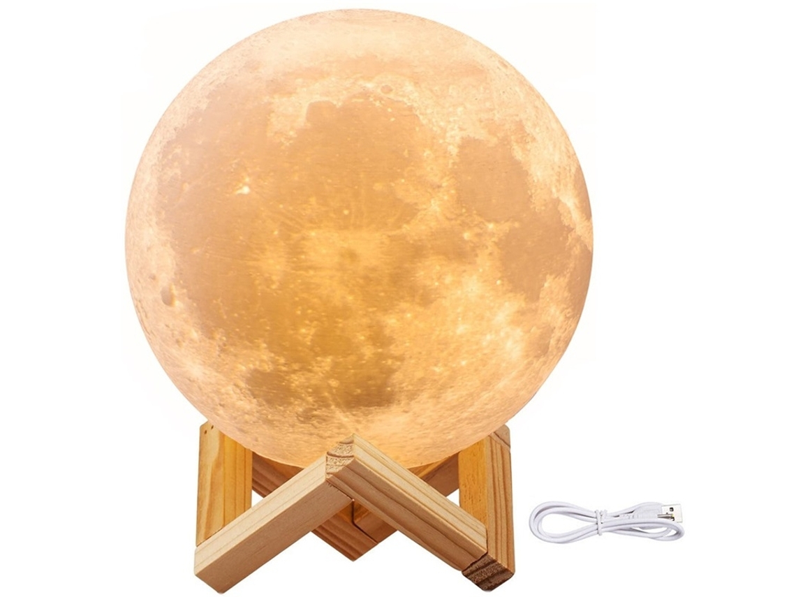Luminária Lunar 3d, Luz Lunar de 8 Cm, Recarregável, Multicolorida BRILVIBERA