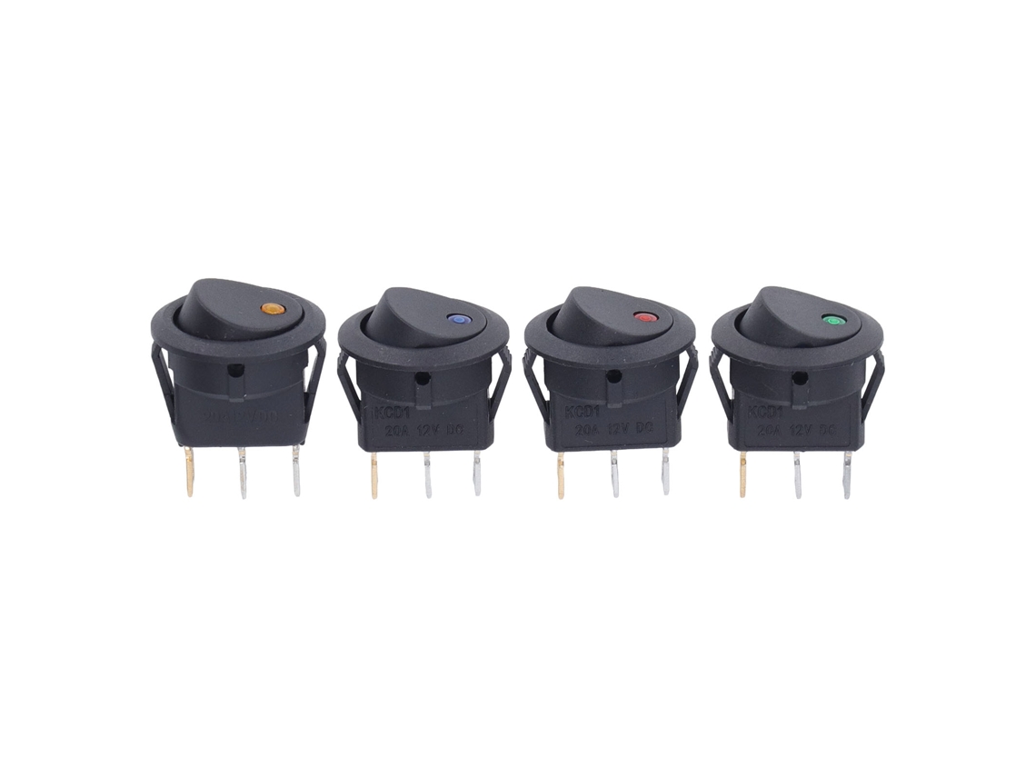 4 Unidades Interruptores de Luz Led Redondo 12v 3 Pines 2 Posiciones para Barco Interruptor Rocker Toggle