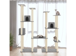 Vidaxl Árvore P/ Gatos C/ Postes Arranhadores Sisal 174 Cm Cinza-claro